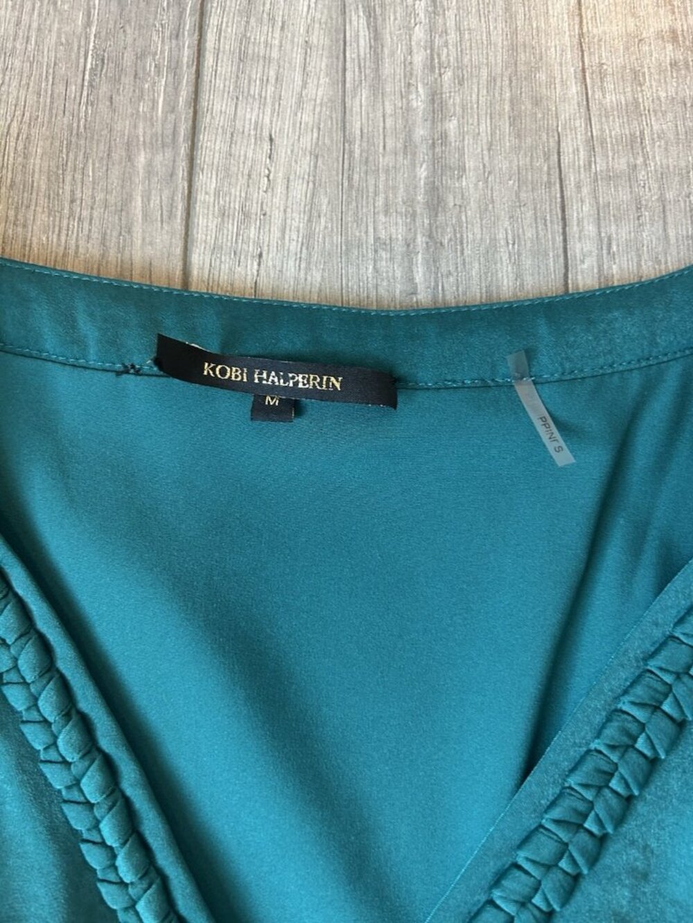 Kobi Halperin Sari Emerald Green Ruched Waist Midi Dress Long Sleeve M - Picture 10 of 16
